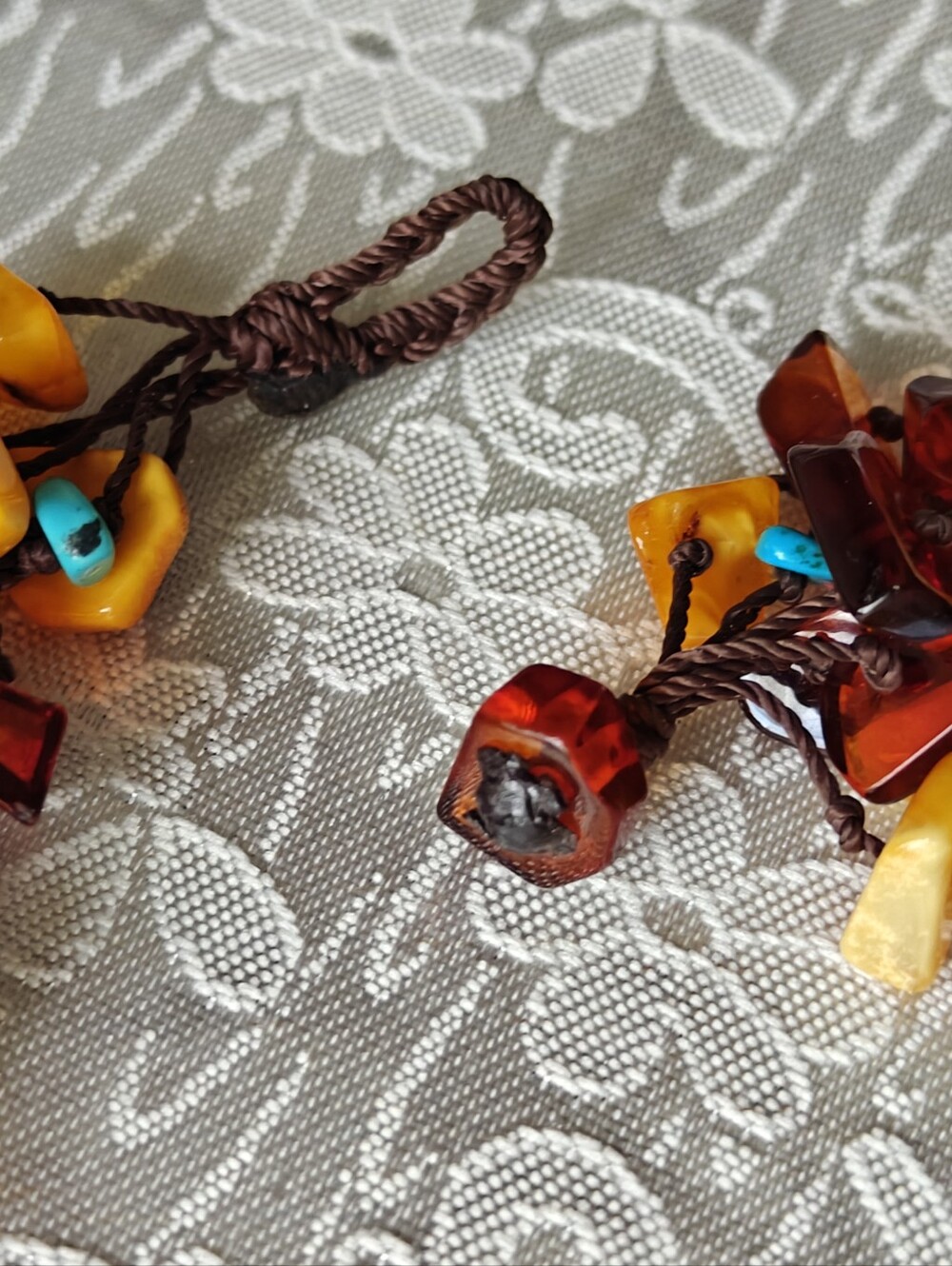 Genuine Amber & Turquoise Six Strand Necklace - Picture 16 of 16